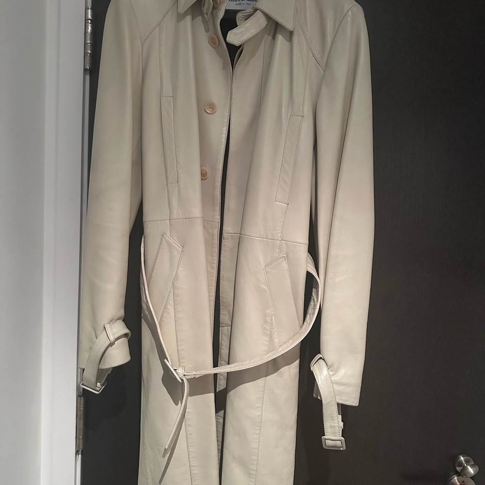 Dolce & Gabbana Cream Leather Jacket